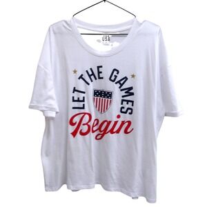 Team USA Olympics White Graphic T-Shirt Womens XL Red Blue‎  / $26395